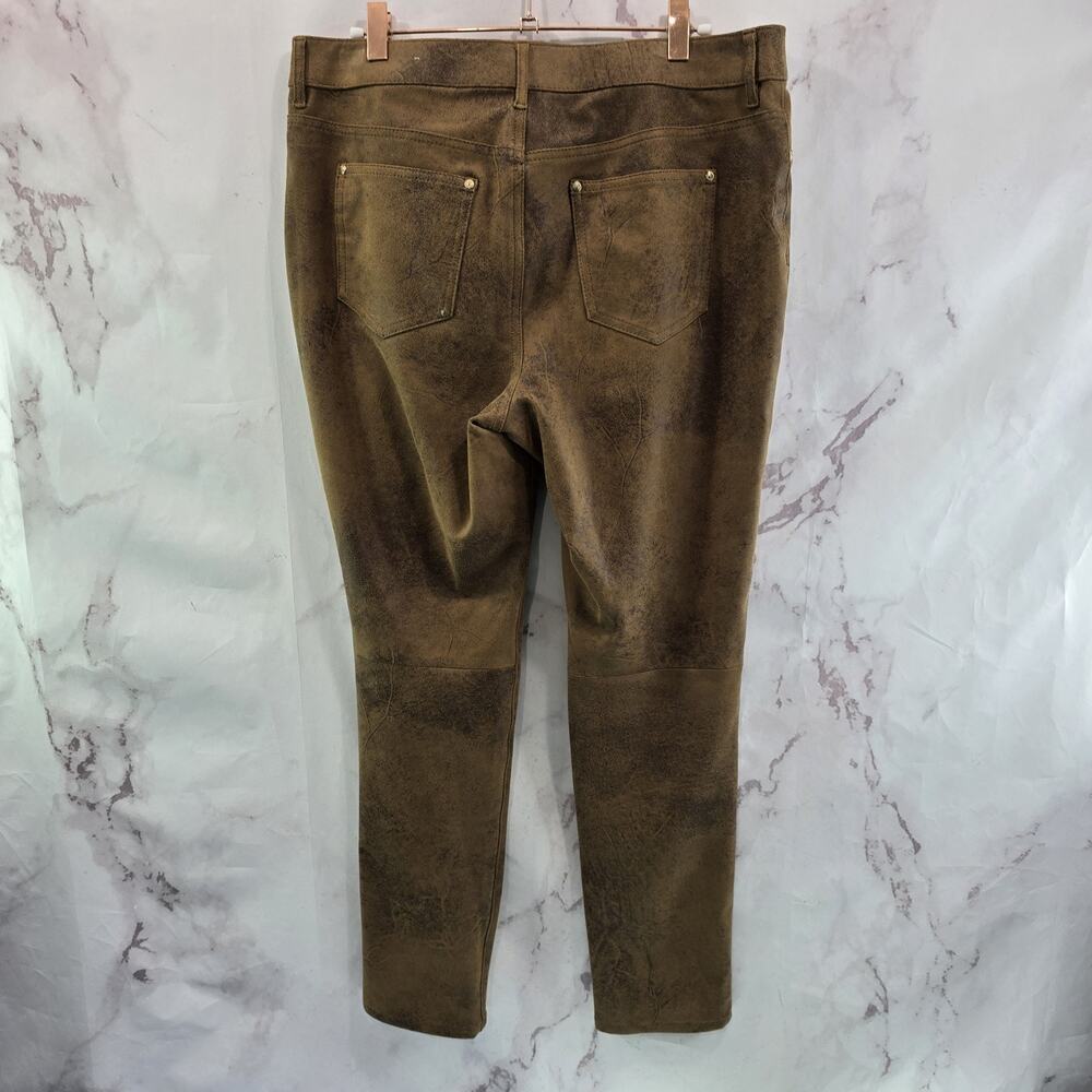 Chicos Pants Womens 8 1 Petite Brown Faux Suede Skinny High Rise Short